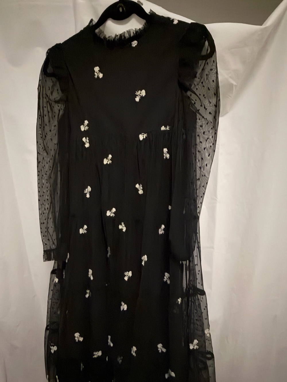 Zara Black Dress with White Floral Appliqués